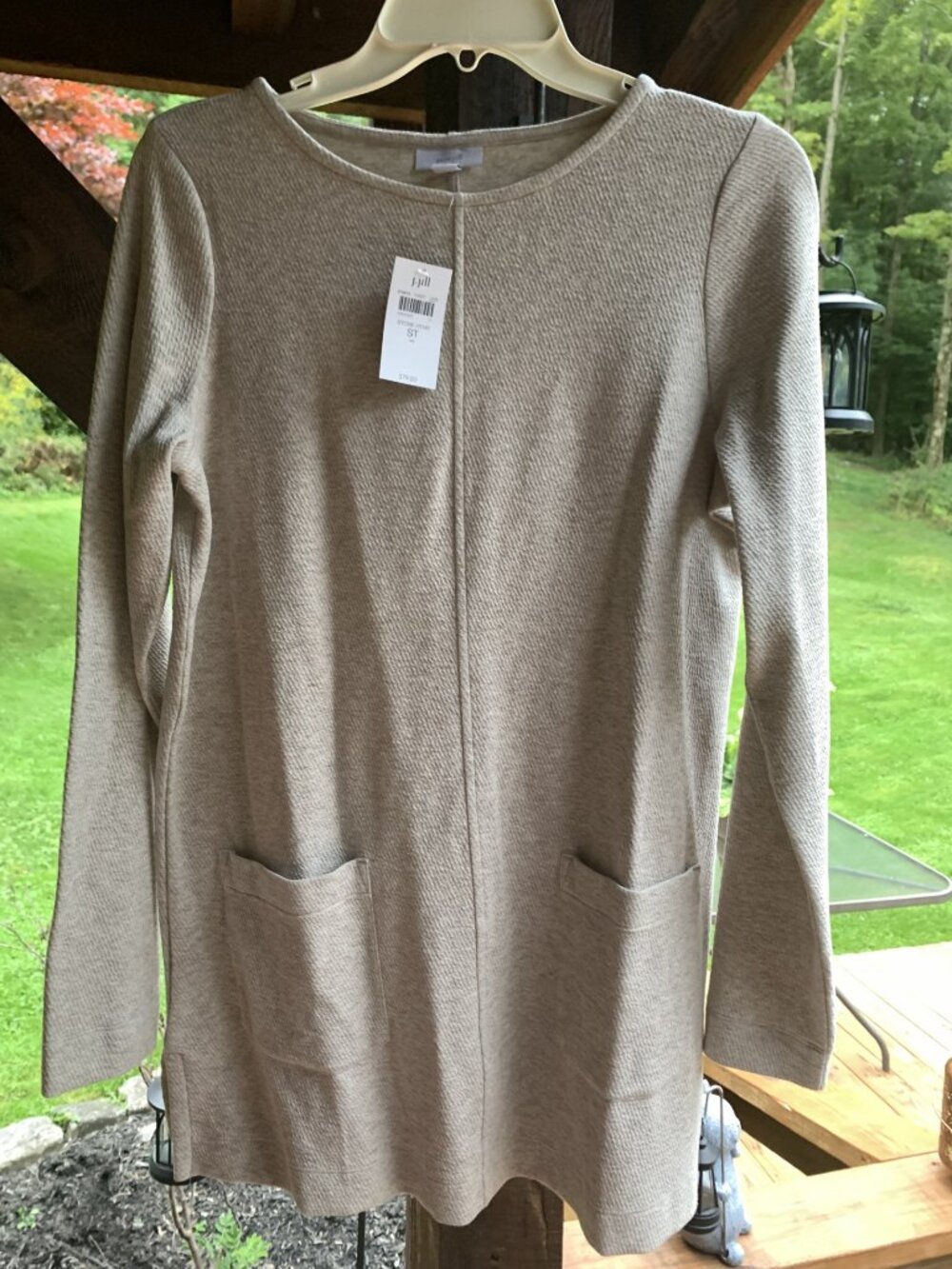 NWT $79 Small TALL J.Jill Pure Jill stone heather stretch pocketed tunic top